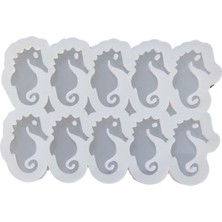 Depposite Epoksi Silikon Kalıp Çoklu Deniz Atı Kalıbı Delikli Deniz Atı Anahtarlık Kalıbı 4.4x3 cm 10 Lu