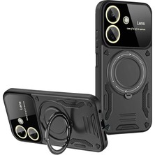Bezos Xiaomi Redmi 13C Uyumlu Kılıf Joy Lens Standlı Kapak - Siyah