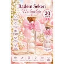 Mercan Hediyelik Pembe Fiyonk Badem Şekeri Hediyeliği – Baby Shower & Bebek Mevlüdü – 20 Adet
