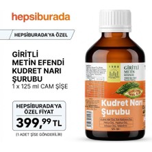 Kudret Narı Şurubu 125 ml Cam Şişe (Özel Seri / Tekli Paket) Giritli Metin Efendi