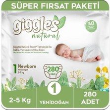 Tr Natural 1 Numara Yenidoğan Pamuklu Bebek Bezi, 2-5 Kg, 280 Adet