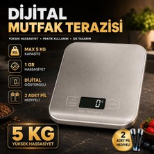 Tr Dijital Mutfak Terazisi 5 kg Kapasiteli 1 gr Hassasiyetli Paslanmaz Çelik Pil Hediyeli Hassas Ö
