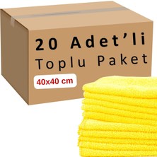 Tr Toplu Paket 20-Adet Mikrofiber Bez Seti Sarı Renk, 40X40 cm 160 Gsm Emici Tüylenmez Çabuk Kuru