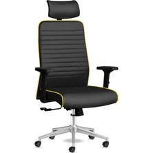 Tr Tekno Yönetici Koltuğu Ergonomik Ofis Sandalyesi Deri Çalışma Koltuğu (Siyah Sarı)