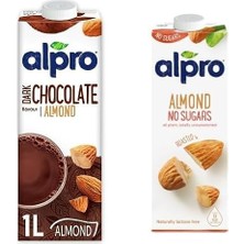 Tr Badem Bitter Çikolata Içeceği 1l ve Alpro Şekersiz Badem Bitki Bazlı Içecek 1 L