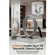 Tr 5 Metre Lavabo Açıcı Tel | Tıkanıklık Giderici Spiral | Banyo Mutfak Gider Açma Aparatı,