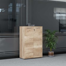 Tr Newyork 3 Raflı Tam Kapaklı Kilitli Kitaplık-Açık Ceviz(Tori) 72X110X34 cm (Gxyxd)