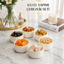 Tr 6'li El Yapımı Seramik Sufle Kabı Seti, Fırına Dayanıklı Ramekin Krem Brüle ve Mağma Kek