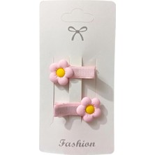 Tr Accesssorıes Çiçek Figürlü Kız Çocuk Saç Tokası, 2'li Set (Pembe)