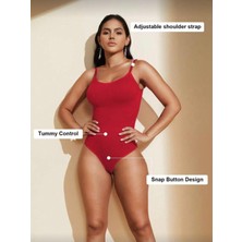 Seamless Zıbın Korse Çıtçıtlı Body 2 Beden Incelten Toparlayıcı Push Up Etkili Karın Bel Göbek Sıkılaştırıcı Kadın Body Korse 9051 Kırmızı