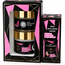Tr Rose Skincare Set, Gündüz ve Gece Yüz Kremi, Retinol Anti-Aging Serum, Kolajen, Niacinamide, H