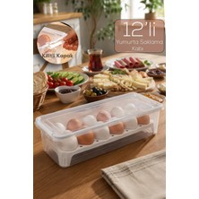 Tr 1054 Peggy 12 Bölmeli Kapaklı Yumurta Kutusu Yumurtalık Buzdolabı Organizeri Saklama Kabı