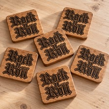 Debreli Ahşap Ahşap Rock 'n' Roll Bardak Altlığı - 8x8 Şişe Açacaklı
