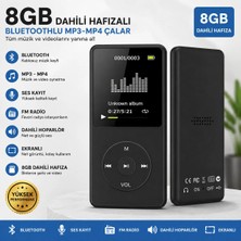 Junglee 8gb Dahili Hafızalı Bluetoothlu Mp3-Mp4 Çalar Fm Radio Dahili Hoparlör Ekranlı Müzik Çalar Siyah