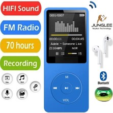 Junglee 8gb Dahili Hafızalı Bluetoothlu Mp3-Mp4 Çalar Fm Radio Dahili Hoparlör Ekranlı Müzik Çalar Lacivert
