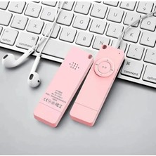 Junglee Bluetooth Lu Mp3 Player Dahili Hoparlör Kablolu ve Kablosuz Kulaklık ile Kullanabilme Mini Mp3 Çalar Pembe