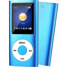 Junglee Digital Renkli Ekranlı Hafıza Kartı Girişli Metal Mavi Mp3 Mp4 Çalar Mavi