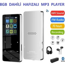Junglee 8gb Hafızalı Mp3-Mp4 Player Müzik Çalar Fm Radyo Bluetooth Kulaklık ve Hoparlör Ile Kullanabilme Gümüş