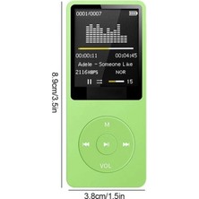 Junglee 1049MP 8gb Hafıza Kartı Hediyeli Ekranlı Mp3 Çalar Dahili Hoparlör Fm Radyo Bluetooth Müzik Çalar Yeşil