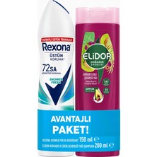 Rexona Shower Fresh Kadın Sprey Deodorant 2 x 150 ml + Elidor Avakado & Üzüm Çekirdeği Yağı Şampuan