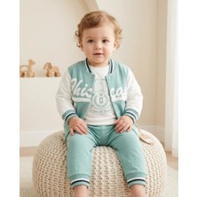 Mini Pakel 3'lü Nakışlı Unisex Bebek Takım Baskılı Uzun Kol Body 6 Ay 9 Ay 12 Ay 18 Ay Yeni Doğan Bebek Takımı Ceket+Pantolon +Uzun Kollu Body
