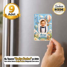 Hediye Baskıcı Sıcak Hava Balonu Temalı 1 Yaş Fotoğraflı 9 Adet Buzdolabı Magneti (6x9 Cm)