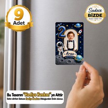 Hediye Baskıcı Uzay Temalı 1 Yaş Fotoğraflı 9 Adet Buzdolabı Magneti (6x9 Cm) – Isimli Doğum Günü Magneti