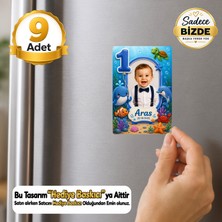 Hediye Baskıcı Deniz Dünyası Temalı 1 Yaş Fotoğraflı Dikey Buzdolabı Magneti (6x9 Cm) – 9 Adet