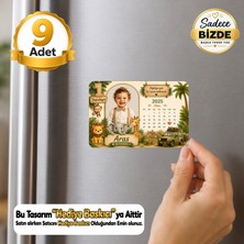Hediye Baskıcı Safari Temalı 1 Yaş Fotoğraflı Takvimli 9 Adet Buzdolabı Magneti (6x9 Cm) – Isimli Doğum Günü Magneti