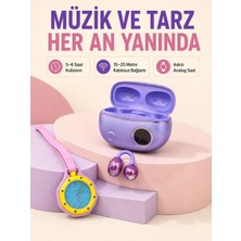 Birsence Mor Kablosuz Stereo Kulaklık ve Pembe Askılı Analog Çanta Saati Günlük Kullanım Ikili Fırsat Seti