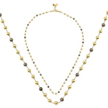 Ema Jewellery Siyah Top Renkli Altın Kolye