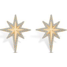 Ema Jewellery Taşlı Kuzey Yıldızı Altın Küpe