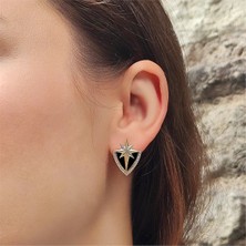 Ema Jewellery Siyah Mineli Kuzey Yıldızı Altın Küpe