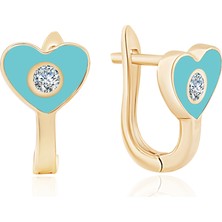 Ema Jewellery Mavi Kalp Çocuk Küpe