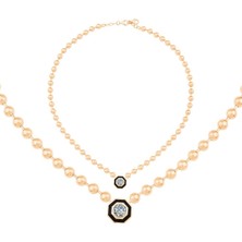 Ema Jewellery Siyah Mineli Taşlı Top Kolye