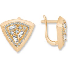 Ema Jewellery Baget Taşlı Üçgen Küpe