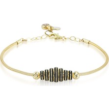 Ema Jewellery Altın Siyah Mineli Bileklik