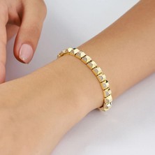 ReGold 14 Ayar Altın Taşlı Kare Bileklik