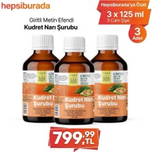 Kudret Narı Şurubu 3 x 125 ml Cam Şişe (Özel Seri / Üçlü Paket) Giritli Metin Efendi