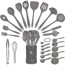 Omrs Store Maracas Isıya Dayanıklı Yanmaz Yapışmaz Silikon Spatula Seti 25 Parça Gri