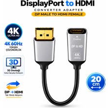 Vwin Dp To Hdmı Çevirici Hdtv Kablo 4K/60Hz 20 cm Görüntü ve Ses Aktarır Ultra Hd