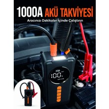 Birsence Taşınabilir Araç Acil Durum Cihazı 1000A Akü Takviye Hava Kompresörü Dijital Lastik Şişirme Pompası