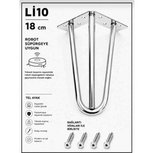 Li 10 Mil Martı Ayak Metal 3 Boru 18 cm , Krom Kaplama Mobilya,tv Ünitesi,dolap,koltuk,kanepe,masa,sehpa,baza,komodin,mobilya Ayağı