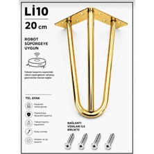 Li 10 Mil Martı Ayak Metal 3 Boru 20 cm , Gold Kaplama Mobilya,tv Ünitesi,dolap,koltuk,kanepe,masa,sehpa,baza,komodin,mobilya Ayağı