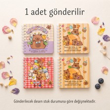 Bakgelal Sevimli Ayıcık Desenli Spiralli Cep Not Defteri – Taşınabilir Mini Çizgili Notluk 1 Adet