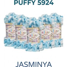 Alize 5 Adet  Puffy Color El Örgü Ipliği Renk Kodu 5924 Canlı Mavi