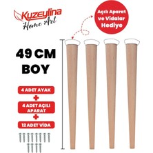 Kuzeylina 4'lü 49 Cm Doğal Ahşap Ayak Konik Masa-sandalye-tabure- Sehpa Ayağı