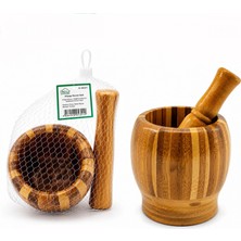 Marsilyan Ahşap Bambu - Çizgili Havan Sarımsak Dövecek Ç: 8cm--D: 7cm--Y:10.5cm Fileli Ambalaj (4887)