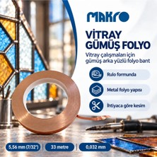 Glassmakro Vitray Gümüş Folyo Bant 5,56 mm (7/32 Inç) x 33 M – 0,032 mm