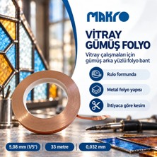 Glassmakro Vitray Gümüş Folyo Bant 5,08 mm (1/5 Inç) x 33 M – 0,032 mm